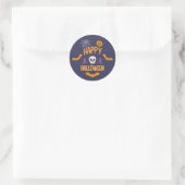 Sticker Rond Happy Halloween éffrayant citrouille chauve-souris (Sac)