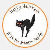 Sticker Rond Happy Halloween Éffrayant effrayant Chat noir Nom  (Devant)