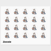 Sticker Rond Happy Halloween éffrayant patchwork fantôme (Feuille)