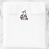 Sticker Rond Happy Halloween éffrayant patchwork fantôme (Sac)