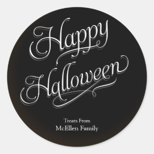 Sticker Rond Happy Halloween élégante calligraphie