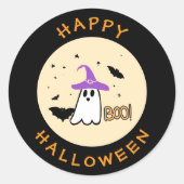 Sticker Rond happy halloween fantasma bruxo fofo  (Devant)