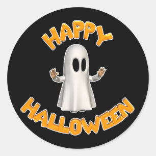 Sticker Rond Happy-Halloween-Fantôme