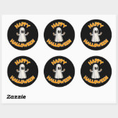 Sticker Rond Happy-Halloween-Fantôme (Feuille)