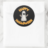 Sticker Rond Happy-Halloween-Fantôme (Sac)