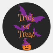 Sticker Rond Happy Halloween Jack-o'-lantern Black (Devant)
