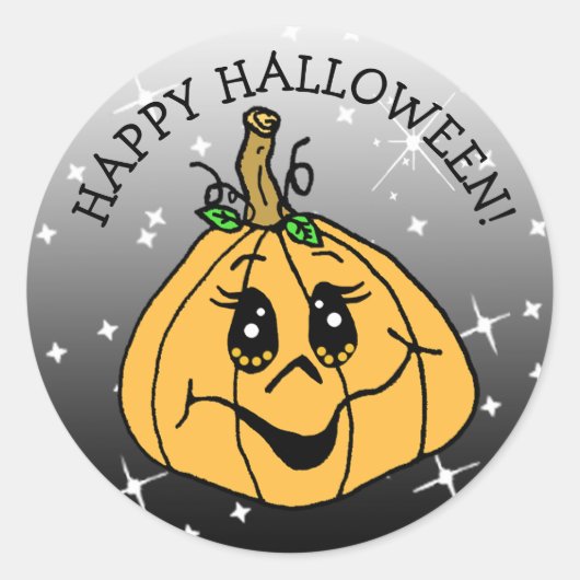 Sticker Rond Happy Halloween mignonne Citrouille Whimsical (Devant)