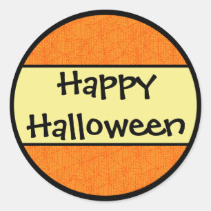Sticker Rond Happy Halloween Motif orange