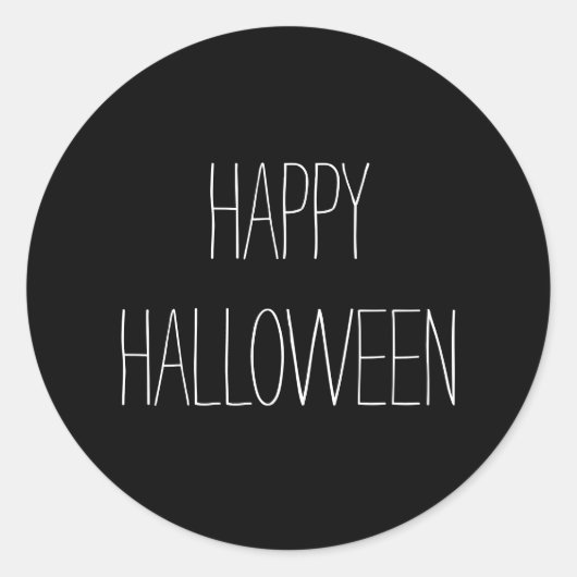 Sticker Rond Happy Halloween noir blanc éffrayant manuscrit (Devant)