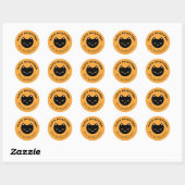 Sticker Rond Happy Halloween Orange Cute Chat Noir (Feuille)