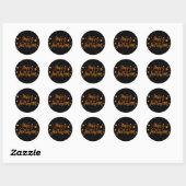 Sticker Rond Happy Halloween Orange Foil Moderne Écriture Tenda (Feuille)