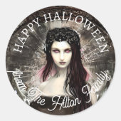 Sticker Rond Happy Halloween Steampunk Gothic Fallen Angel (Devant)