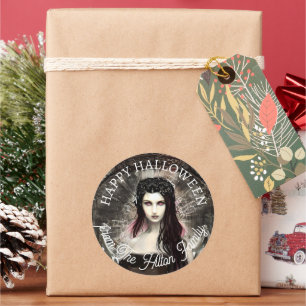 Sticker Rond Happy Halloween Steampunk Gothic Fallen Angel