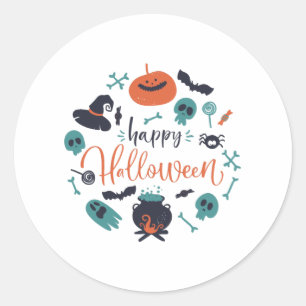 Sticker Rond Happy Halloween T-shirt homme femmes
