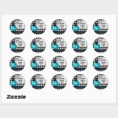 Sticker Rond Happy Halloween Turquoise Citrouille et Plaid (Feuille)