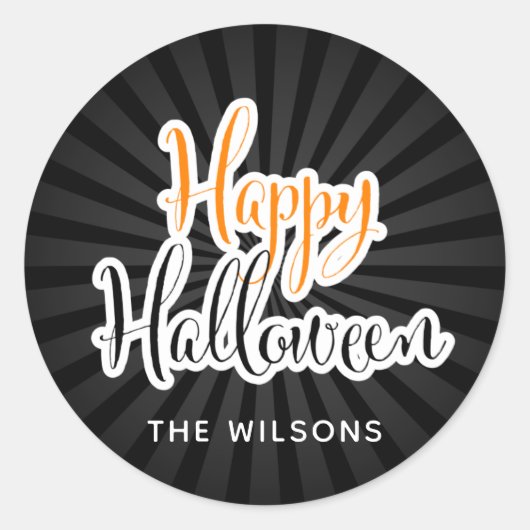 Sticker Rond Happy Halloween Typographie moderne Black Orange (Devant)