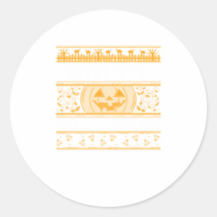 Sticker Rond Happy Halloween Ugly ter Citrouilles de design