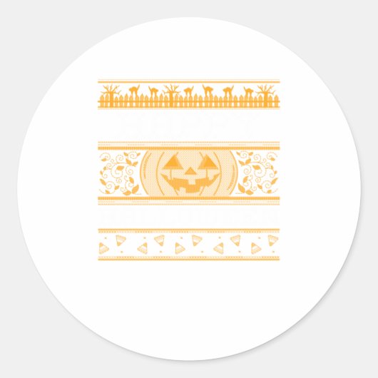 Sticker Rond Happy Halloween Ugly ter Citrouilles de design (Devant)