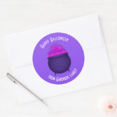Sticker Rond Happy Halloween Witch Cauldron Personnalisé (Enveloppe)