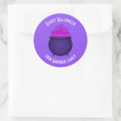Sticker Rond Happy Halloween Witch Cauldron Personnalisé (Sac)