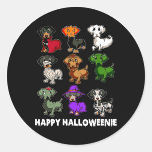 Sticker Rond Happy Halloweenie Dachshund Dachshund Halloween Gi