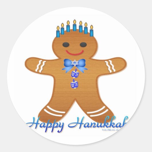 Sticker Rond Happy Hanoukka Gingerbread Man Menorah (Devant)