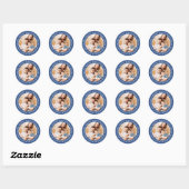 Sticker Rond Happy Hanoukka Modern Preppy Photo de famille pers (Feuille)