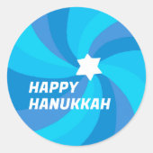 Sticker Rond HAPPY HANOUKKA Modern Star de David Custom (Devant)