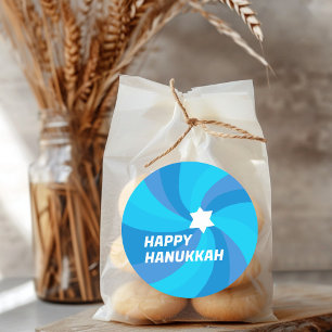 Sticker Rond HAPPY HANOUKKA Modern Star de David Custom