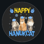 Sticker Rond Happy Hanukcat Hanoukka Chat Chanukah Chat juif<br><div class="desc">Happy Hanukcat Hanoukka Chat Chanukah Chat juif</div>