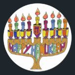 Sticker Rond Happy Hanukkah Dreidels Menorah<br><div class="desc">You are viewing The Lee Hiller Design Collection. Appareil,  Venin & Collectibles Lee Hiller Photofy or Digital Art Collection. You can view her her Nature photographiy at at http://HikeOurPlanet.com/ and follow her hiking blog within Hot Springs National Park.</div>