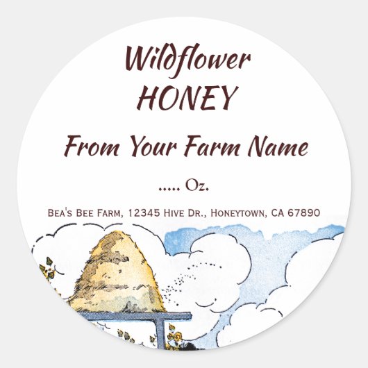 Sticker Rond Happy Happy Beehive Rustic Honey (Devant)