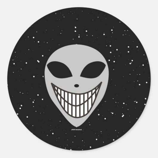 Sticker Rond Happy Happy Happy Alien race science-fiction visag (Devant)