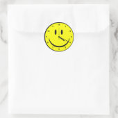 Sticker Rond Happy Hippy face horloge (Sac)