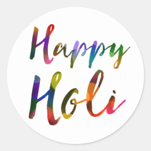 Sticker Rond Happy Holi Bokeh Lumières