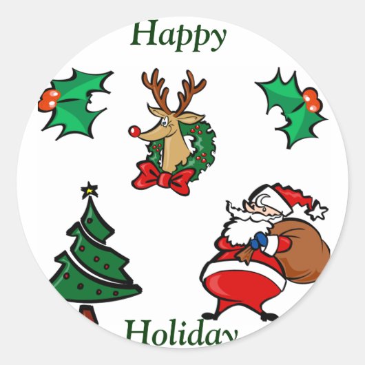 Sticker Rond Happy Holiday_ Sticker_by Elenne (Devant)