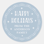 Sticker Rond Happy Holidays festive font dot border light blue (Devant)