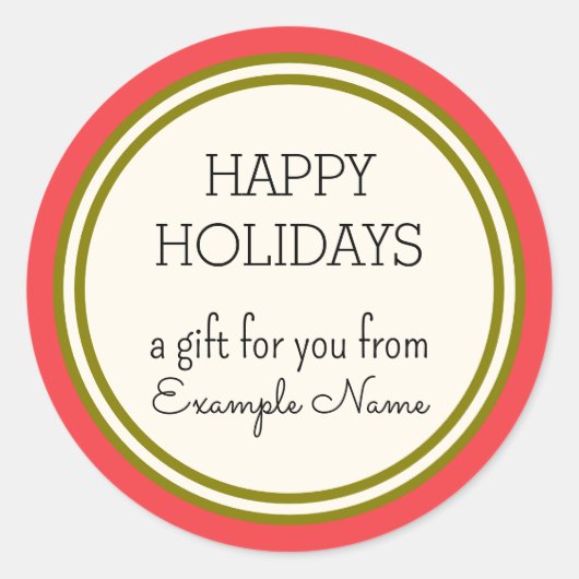 Sticker Rond Happy Holidays Gift Label Template (Devant)