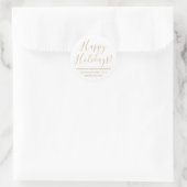 Sticker Rond Happy Holidays or blanc script de retour adresse (Sac)