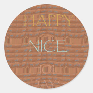 Sticker Rond Happy Holidays Zebra Art Print