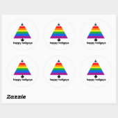 Sticker Rond Happy Holigays Progress Pride Tree (Feuille)