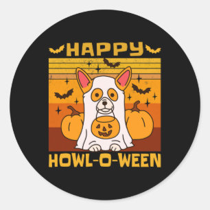 Sticker Rond Happy Howl-o-ween Costume d'Halloween Corgi
