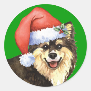 Sticker Rond Happy Howliday Lapphund finlandais