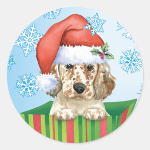 Sticker Rond Happy Howlidays Anglais Setter