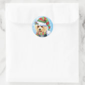 Sticker Rond Happy Howlidays Australian Terrier (Sac)