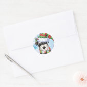 Sticker Rond Happy Howlidays Miniature Schnauzer (Enveloppe)