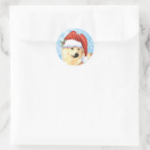 Sticker Rond Happy Howlidays Norwegian Buhund (Sac)