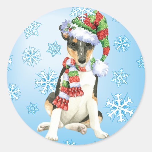 Sticker Rond Happy Howlidays Smooth Collie (Devant)