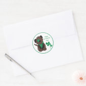 Sticker Rond Happy Jour de la Saint Patrick Chien quatre feuill (Enveloppe)