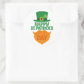 Sticker Rond Happy Jour de la Saint Patrick Leprechaun Beard et (Sac)